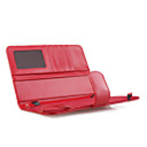 Protection PU Leather Case with Money Cards Compartments Red