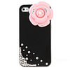 Protective Hard Case with Crystals for iPhone 4 (Pink Flower)