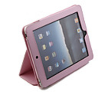 Protective Hard PU Leather Case Stand for Apple iPad (Pink)