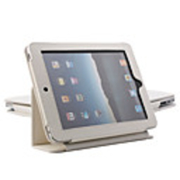 Protective Hard PU Leather Case Stand for Apple iPad (White)