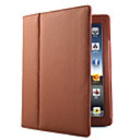 Protective Hard PU Leather Case and Stand for Apple iPad 2 Brown Litchi Grain