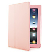 Protective Hard PU Leather Case and Stand for Apple iPad 2(Pink)