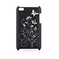 Protective Plastic Back Case with Butterfly Pattern for iPhone 4 Black