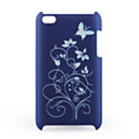 Protective Plastic Back Case with Butterfly Pattern for iPhone 4 Blue