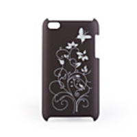 Protective Plastic Back Case with Butterfly Pattern for iPhone 4 Brown