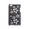 Protective Plastic Back Case with Laser Etching Flower Pattern for iPhone 4 Brown