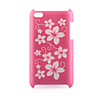 Protective Plastic Back Case with Laser Etching Flower Pattern for iPhone 4 Pink