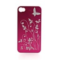 Protective PVC Back Case with Butterfly Pattern for iPhone 4 (Pink)