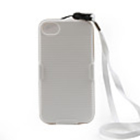 Protective Shell Holster Strap Combo Case for iPhone4 (White)