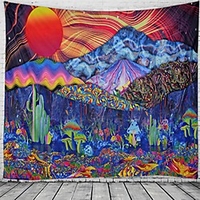 Psychedelic Abstract Wall Tapestry Art Decor Blanket Curtain Hanging Home Bedroom Living Room Decoration Polyester Hippie Sunshine Monster Skull Trippy Mountain Landscape miniinthebox