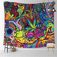Psychedelic Abstract Wall Tapestry Art Decor Blanket Curtain Hanging Home Bedroom Living Room Decoration Polyester Mushroom Horrible Monster miniinthebox