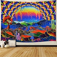 Psychedelic Abstract Wall Tapestry Art Decor Blanket Curtain Picnic Tablecloth Hanging Home Bedroom Living Room Dorm Decoration Polyester Arabesque Hippie Sunshine Monster Skull Trippy Mountain Landsc miniinthebox