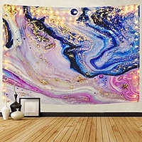 psychedelic art gold tapestry colorful natural luxury gouache landscape tapestry trippy tapestry wall hanging Polyester miniinthebox