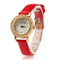 PU Band Quartz Wrist Watch For Women