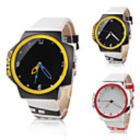 PU Band Quartz Wrist Watch For Women Men