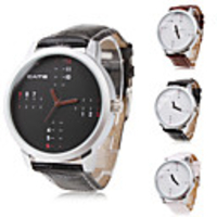 PU Band Quartz Wrist Watch For Women Men