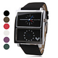 PU Band Quartz Wrist Watch For Women Men