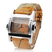 PU Band Quartz Wrist Watch For Women Men