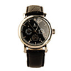 PU Leather Band Crystals Stainless Steel Self-Winding Mechanical Wrist Watch Black