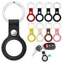 PU Leather Case for AirTag Anti-lost Anti-Scratch Protective Skin Cover with Keychain Compatible with AirTags 2021 Smart Accessory miniinthebox