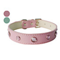 PU Leather Rhinestone Style Adjustable Dog Collar (Assorted Colors)