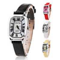 PU Slim Band Quartz Wrist Watch For Women