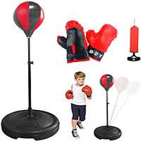 Punching Bag Set,  with Stand Adjustable Height,  Boxing Bag Set for 3-10 Years Old Kids,  Including Punching Ball with Stand,  Boxing Training Gloves,  Hand Pump and Adjustable Height Stand miniinthebox