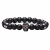 punk alloy crystal skull natural stone lava rock beads cuff bracelet