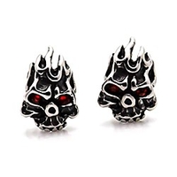 punk body piercing earrings titanium steel flame skull crystal eye stud earrings