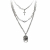 punk chain choker layered necklace for women,  multilayer chunky choker with lock pendant , sliver hip hop necklace for girls (a)