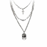 punk chain choker layered necklace for women,  multilayer chunky choker with lock pendant , sliver hip hop necklace for girls (a)