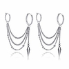 punk jewelry stainless steel huggie hinged hoop earrings cone tassel long chain dangle drop earrings