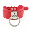 punk leather o-ring choker vintage gothnic rock silver studded spiked black red pu neck curb necklace cosplay party game accessory collar jewelry for women girls-red