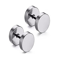 punk rock round titanium steel stud earrings
