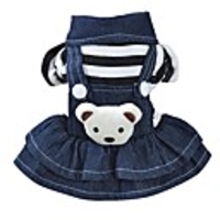 puppy cool jeans dress,  girl dog classic ruffles dresses jeans clothes