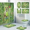 Puppy Watering Flowers Pattern PrintingBathroom Shower Curtain Leisure Toilet Four-Piece Design