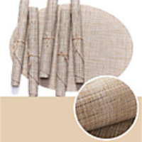 Pure Color Bamboo Pattern Pvc Placemat Teslin Oval Western Placemat Non-slip and Anti-scald Table Mat Heat Insulation Table Cover Table Decorations for Daily Oval 4532 cm 5 pcs