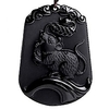 pure natural zodiac necklace pendant made of obsidian gemstone horoscope animal sign amulet (rat-intelligent)