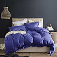 Purple 3-Piece Duvet Cover Set Hotel Bedding Sets Comforter Cover with Soft Lightweight Microfiber and Lotus Leaf Edge Decoration(Include 1 Duvet Cover and 1or 2 Pillowcases)