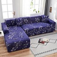 Purple Flora Print 1-Piece Sofa Cover Couch Cover Furniture Protector Soft Stretch Sofa Slipcover Spandex Jacquard Fabric Super Fit for 1~4 Cushion Couch and L Shape Sofa, Easy to Install