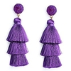 purple layered tassel earrings tiered thread fringe earrings bohemian statement tassel drop dangle earrings for women
