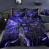 Purple Photoelectric Style 3-Piece Duvet Cover Set Hotel Bedding Sets Comforter Cover with Soft Lightweight Microfiber For Holiday Decoration(Include 1 Duvet Cover and 1or 2 Pillowcases)
