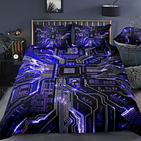 Purple Photoelectric Style 3-Piece Duvet Cover Set Hotel Bedding Sets Comforter Cover with Soft Lightweight Microfiber For Holiday Decoration(Include 1 Duvet Cover and 1or 2 Pillowcases)