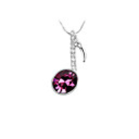 Purple Shining Crystal And Platinum Plated Alloy Music Note Shaped Pendant Necklace