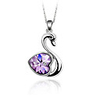 Purple Shining Crystal And Platinum Plated Alloy Swan Shaped Pendant Necklace