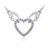 Purple Shining Crystal And Platinum Plated Alloy Winged Heart Pendant Necklace
