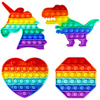 Push Bubble Sensory Fidget Toy Autism Special Needs Stress Reliever Silicone Stress Reliever Toy Rainbow Color 4 Pack miniinthebox