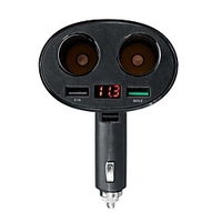 QC3.0 Cigarette Lig hter Car USB 12V-24V 2 Port Charger Socket Splitter Plug Adapter Car Charger 2in1