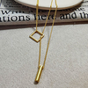 qingdao european and american jewelry retro golden simple geometric box round pendant asymmetric double-layer necklace net red miniinthebox
