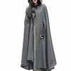 qiqiu womens open front trench hooded cape cloak poncho plus long cardigan solid jacket coat overcoat grey miniinthebox